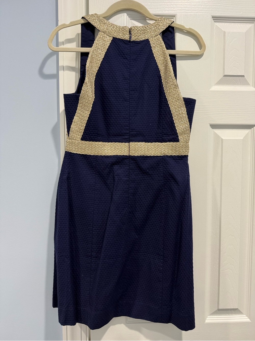 Lilly Pulitzer Navy Mini Dress with Braided Gold Trim - Picture 2 of 3